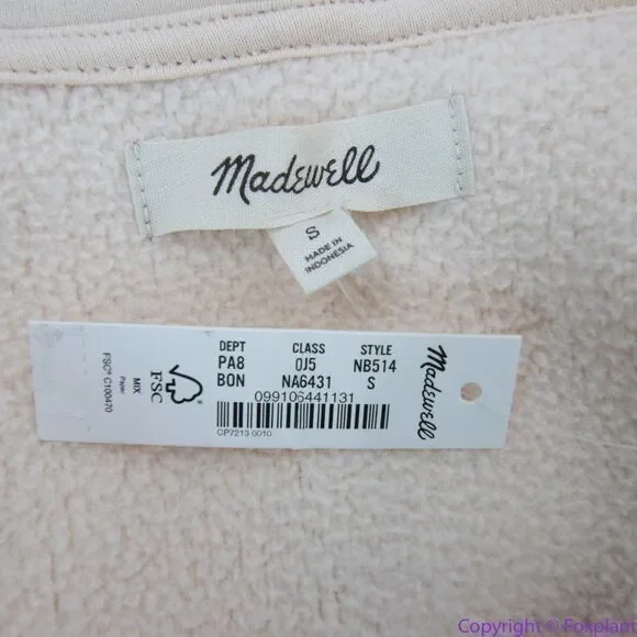 NEW Madewell (Re)sourced‎ Fleece Hooded Zip Jacket, S, NB514 - Picture 14 of 16